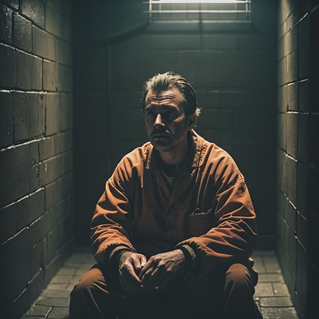 Gritty Prison Cell Scene in High Contrast Lighting