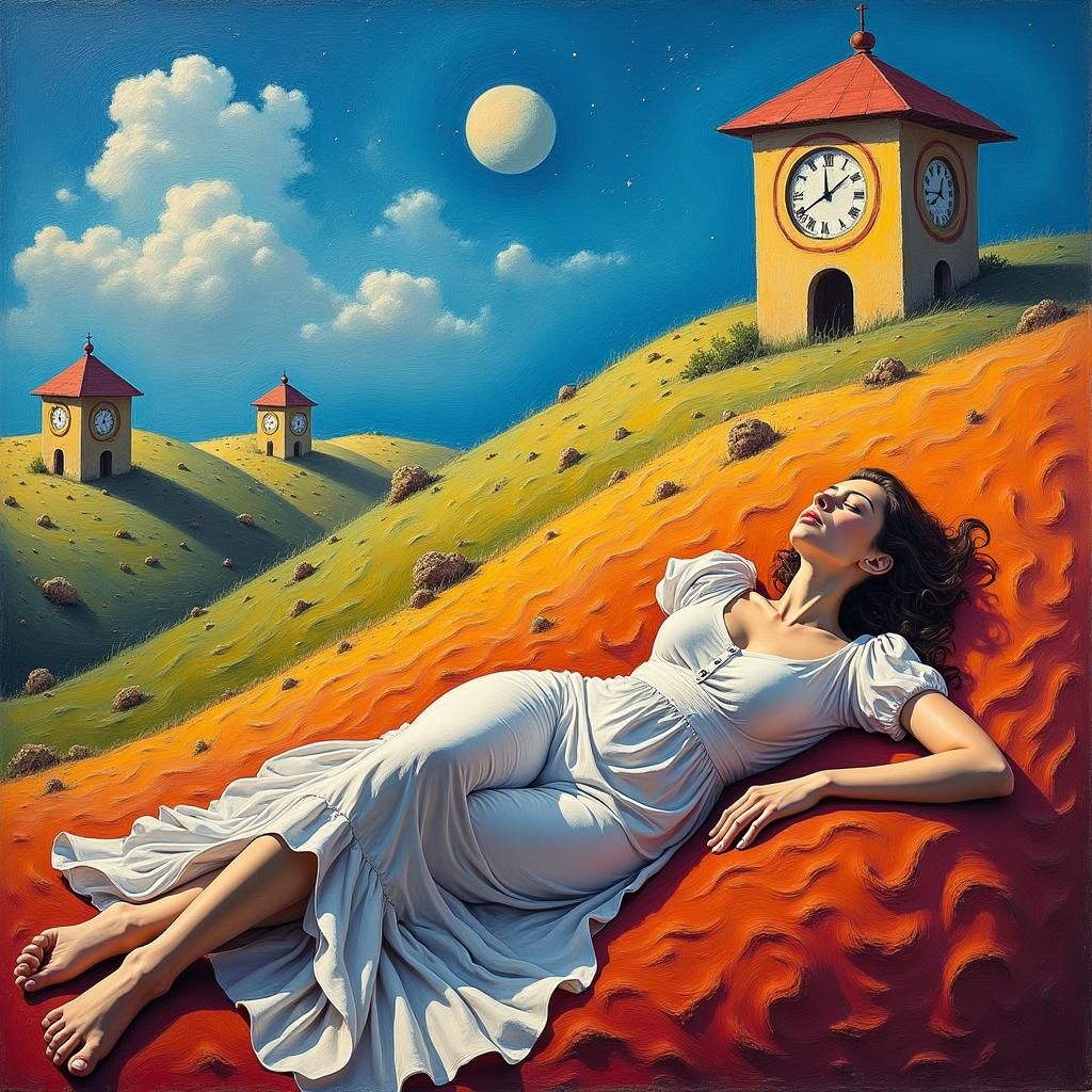 Dreamscape: A Surrealist Painting in Vivid Colour