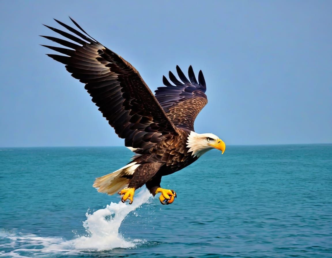 A BIG FAT JUICY EAGLE! SOARING OVER THE MAJESTIC WATERS OF N...