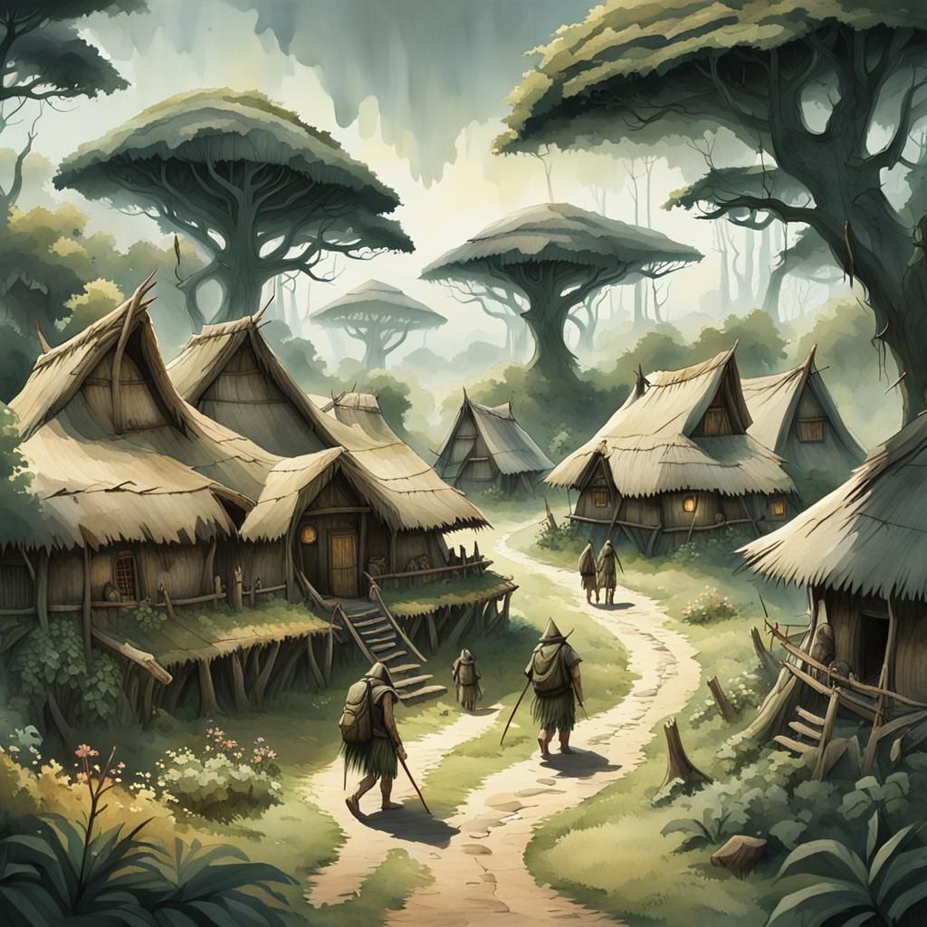 Ancient Village Life: A Flourishing Historical Scene