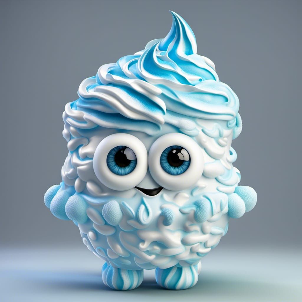 Ethereal Blue Whipped Cream Creature in 3D