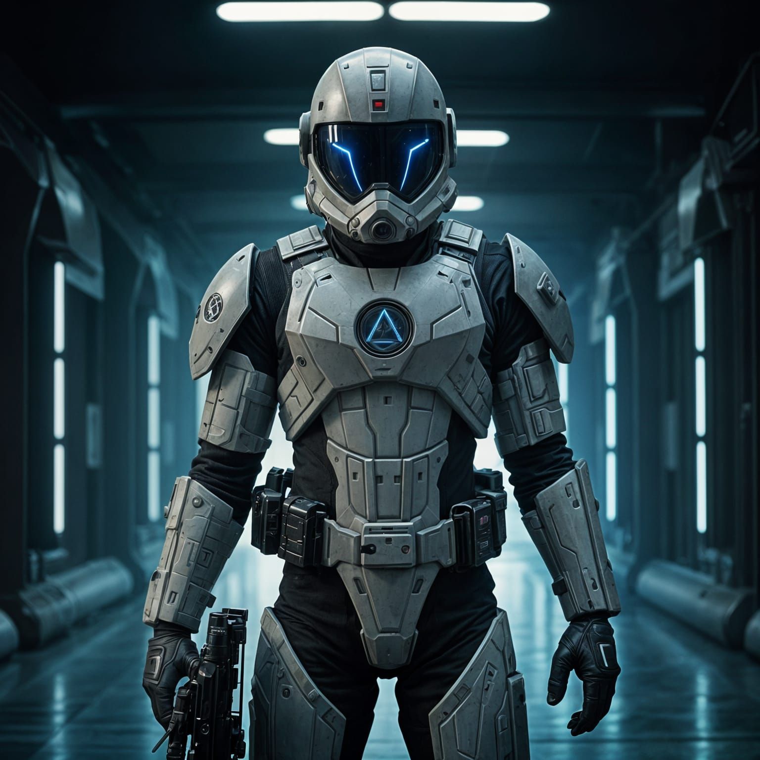 Futuristic Soldier with Jetpack and Laser Gun