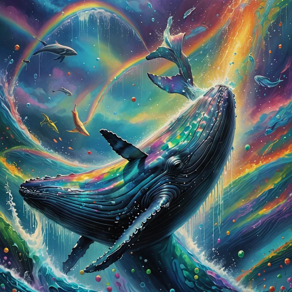 Colossal Whale Breaching in Mystical Underwater Kingdom