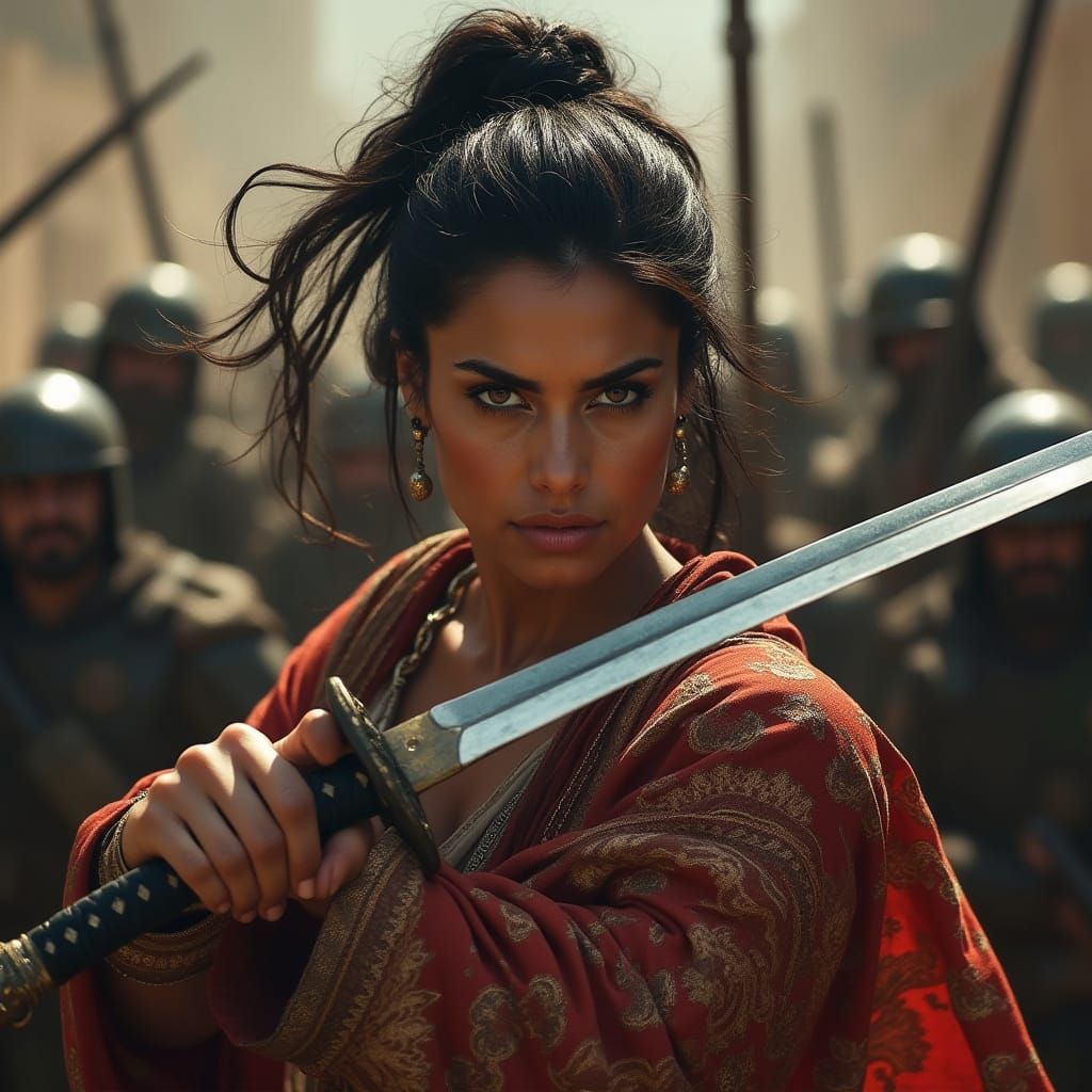 Fierce Arabic Warrior Unleashes Fury in Gritty, Cinematic Sc...