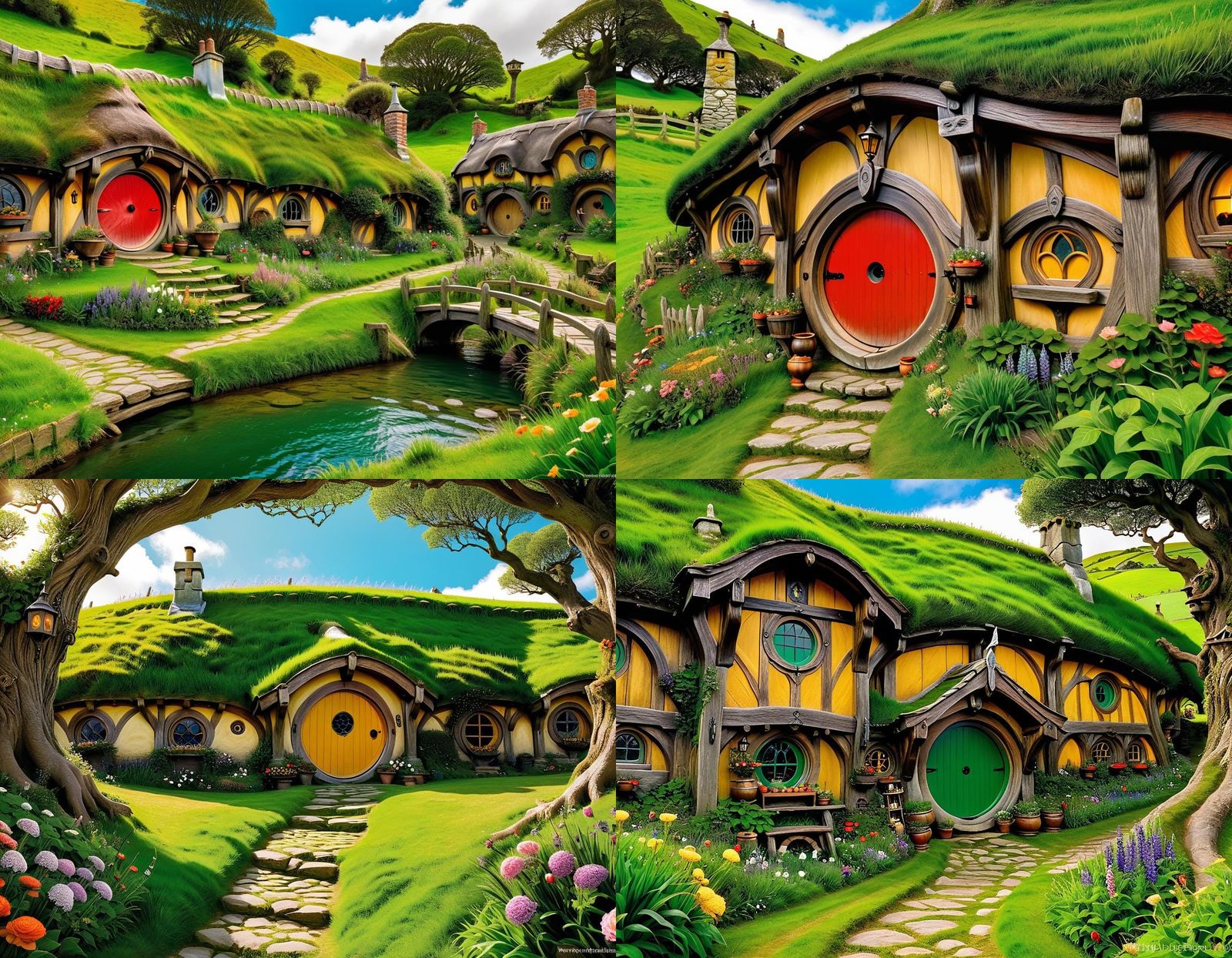Charming Hobbiton Movie Set in Detailed 19th Century Illustr...