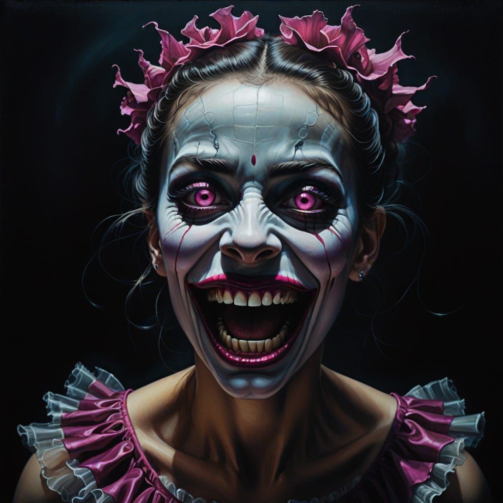 Surreal Ballet Dancer with Teeth, Oil Painting Style