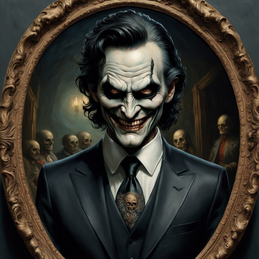 Sinister Man in Vanta Black Suit with Evil Grin