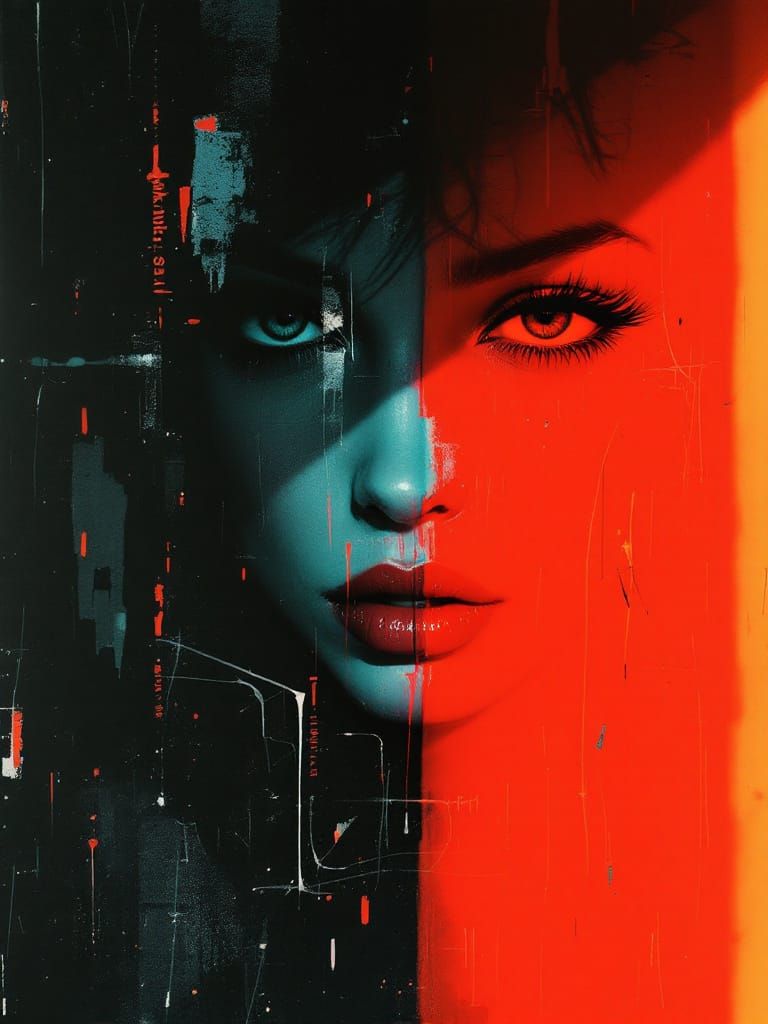 Striking Pin-Up Woman in Metallic Gold Dress