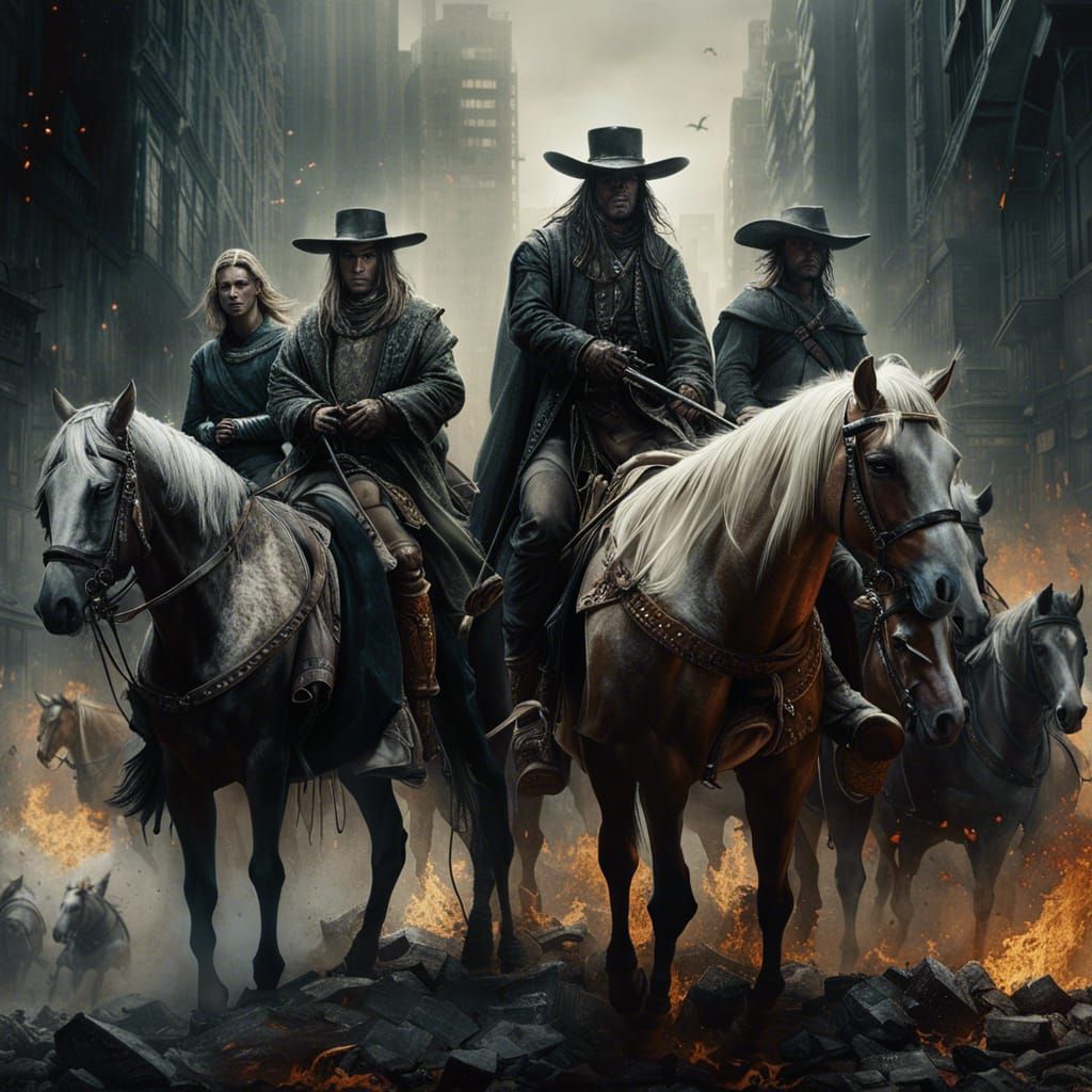 Cowboy with the Four Horsemen of the Apocalypse