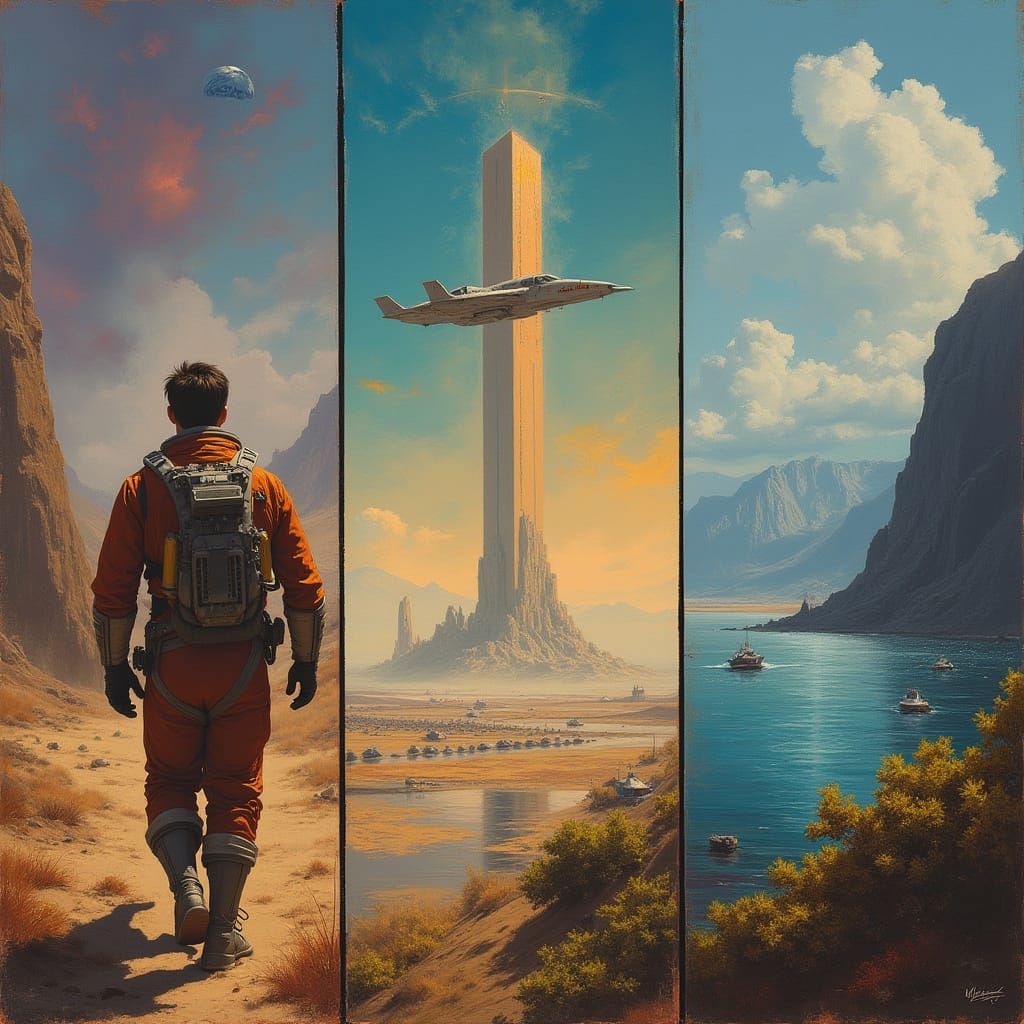 Triptych Space Pioneer: Earth to Alien Worlds