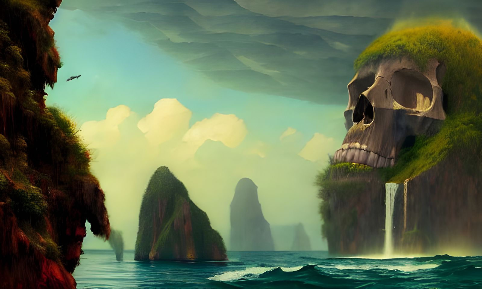 Skull Island: Hyperdetailed Fantasy Landscape in Watercolor ...