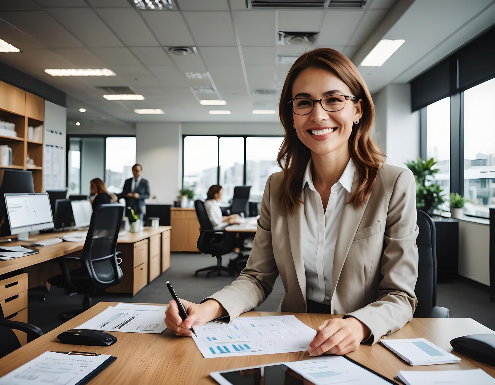 Successful Businesswoman Working in Modern Office