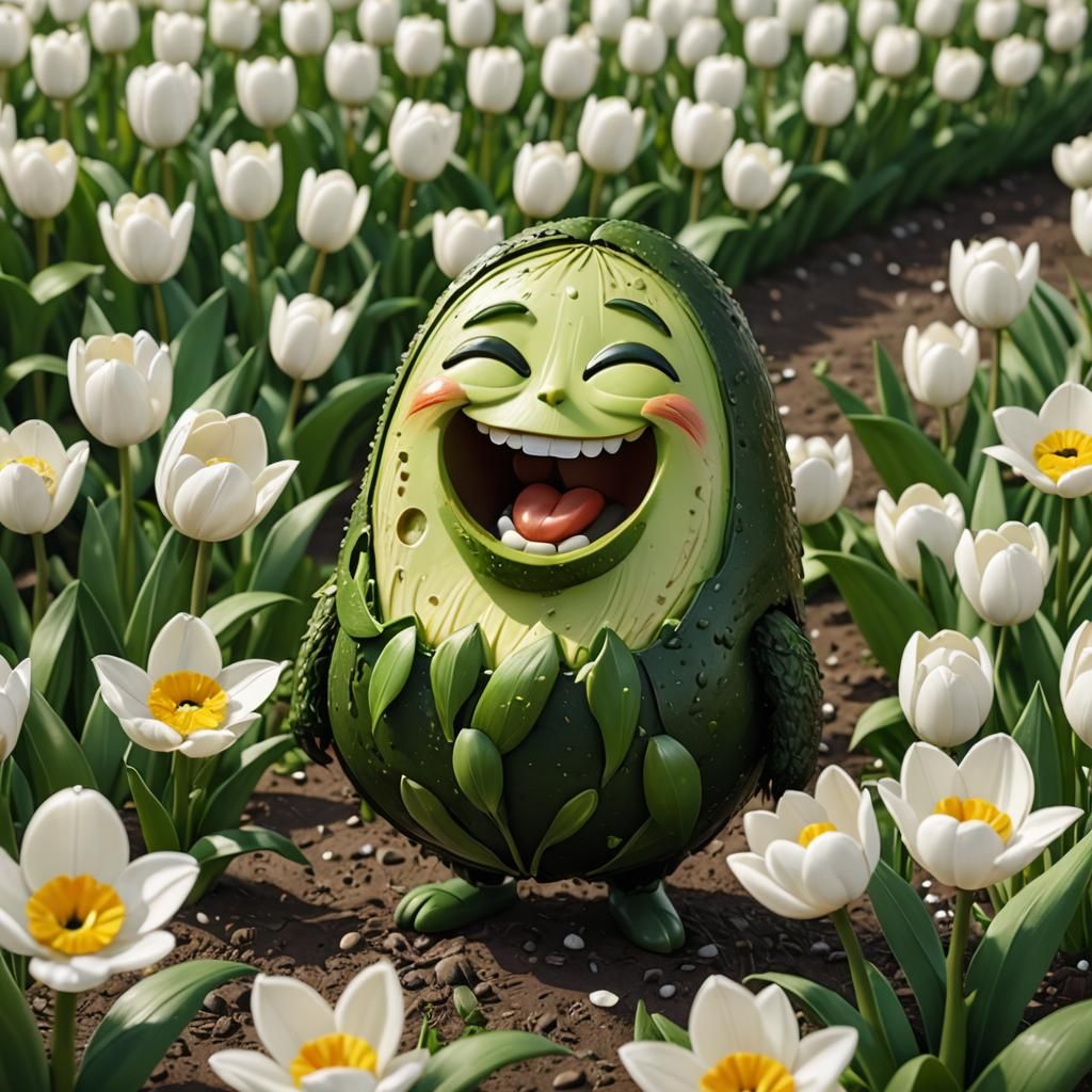 Laughing Avocado in Chibi Art Style