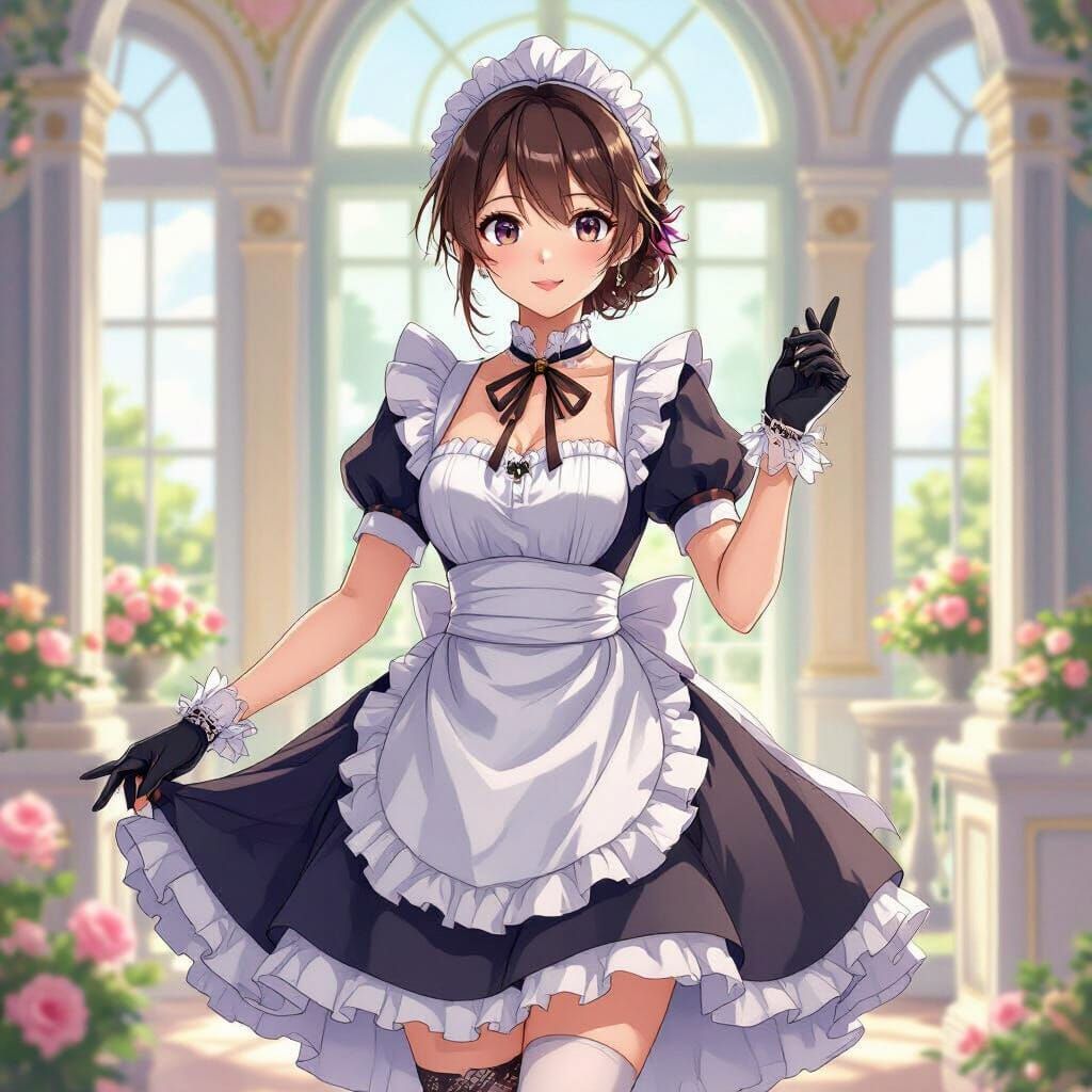 Anime Maid in Victorian Dress, Anime Art Style