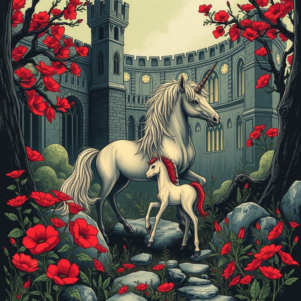 Centaurs in Enchanted Forest with Punk Ink Aesthetic