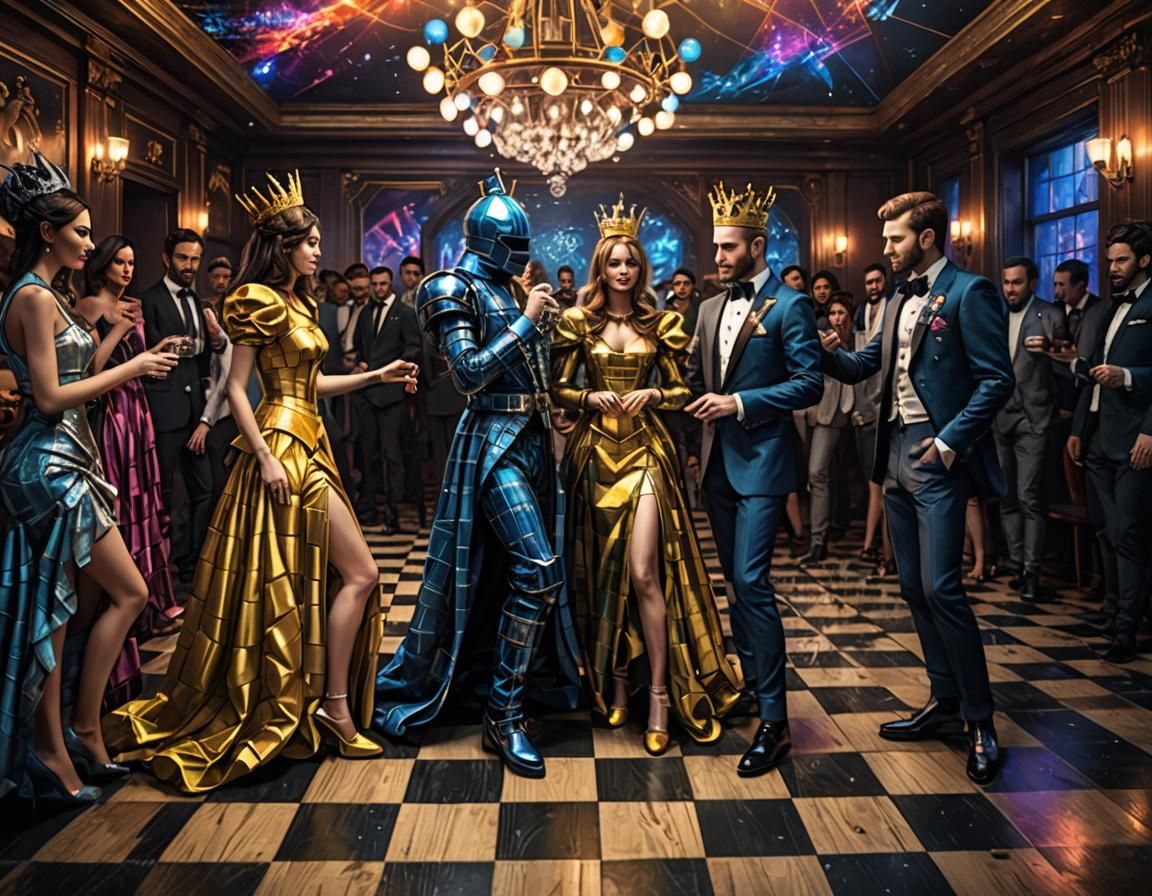 Chess Piece Costume Party in Hyperrealistic Style