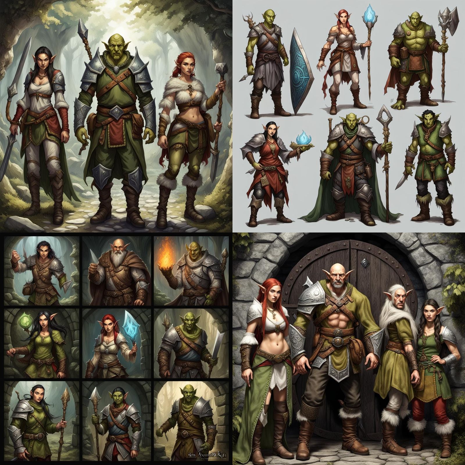 Fantasy Adventurers: Human, Elf, Orc, Portal-Kin