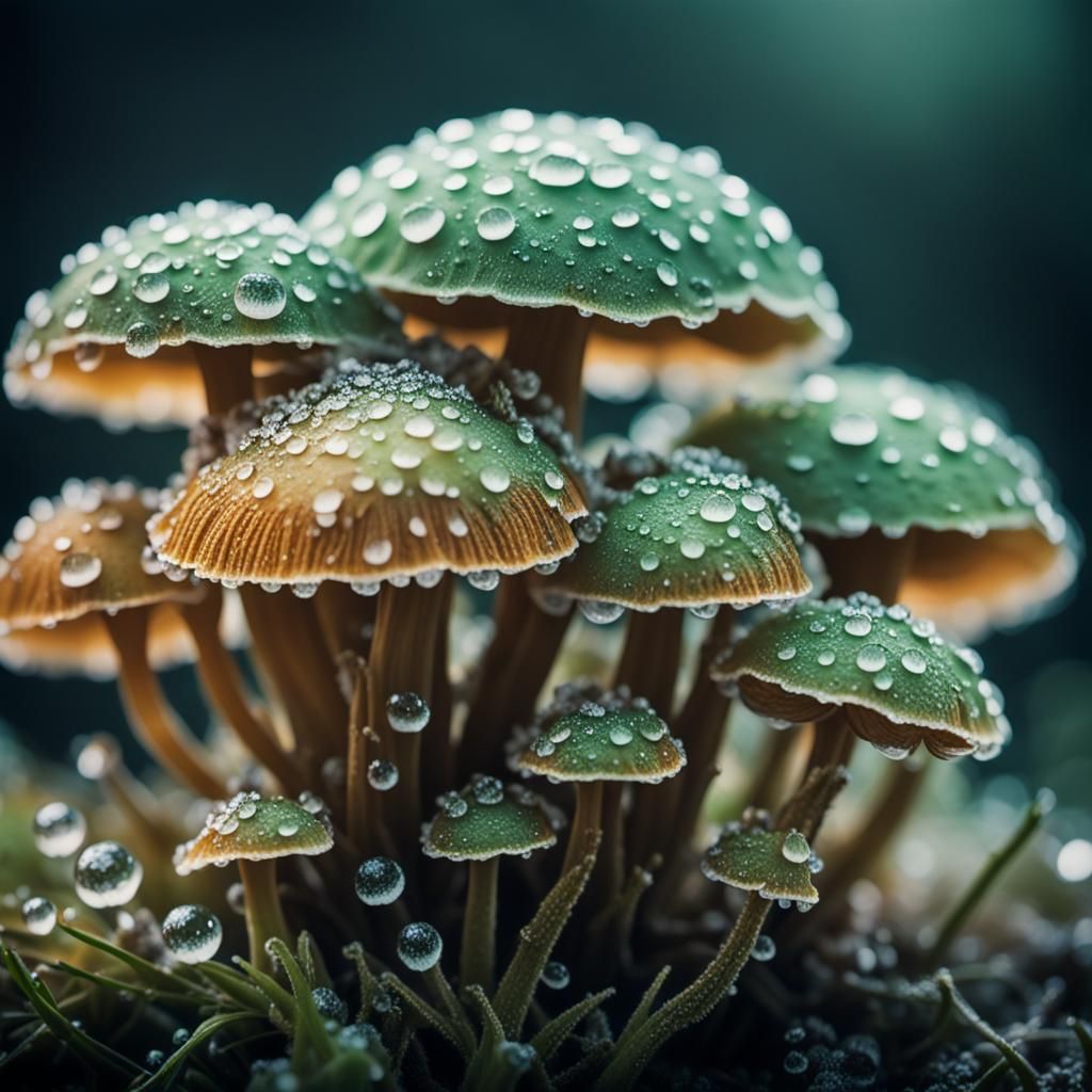 Fungus Covered in Dew: Macro Cinematic Photography