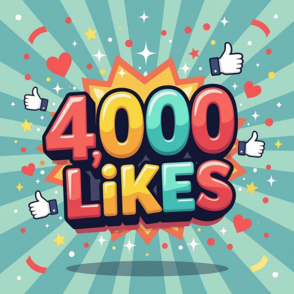 Vibrant Celebration of 4,000 Likes in Murakami Style