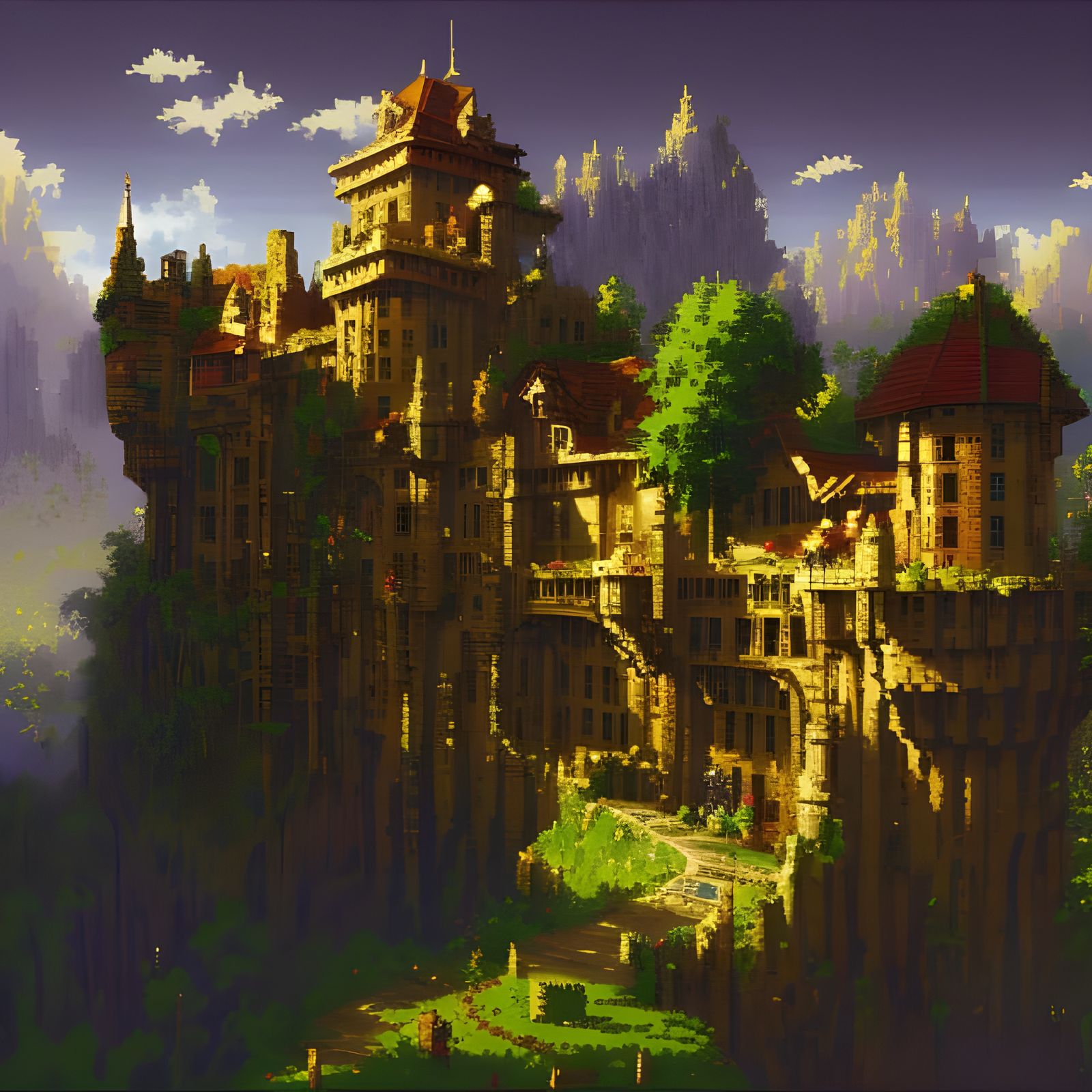 3D Pixel Art Castle