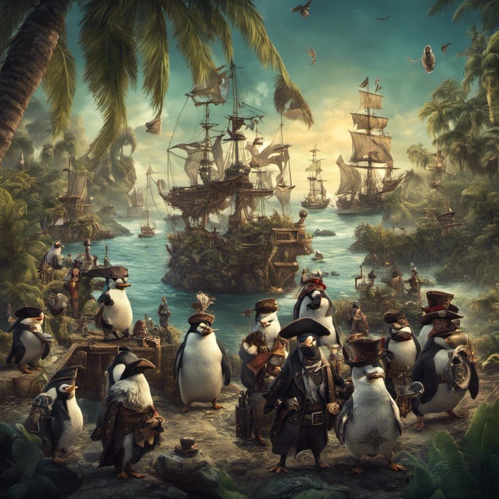 Steampunk Pirate Penguins on Jungle Island