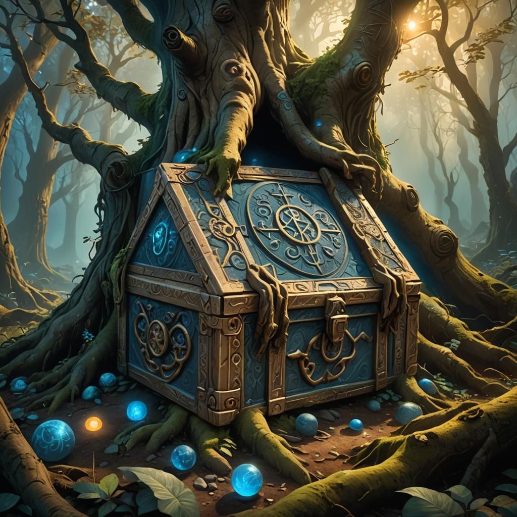 Mystical Runed Box in Enchanted Forest