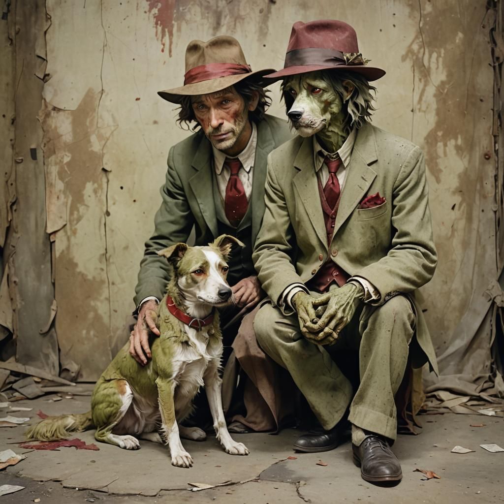Dog-People in Abandoned Theater, Surreal Dreamscape