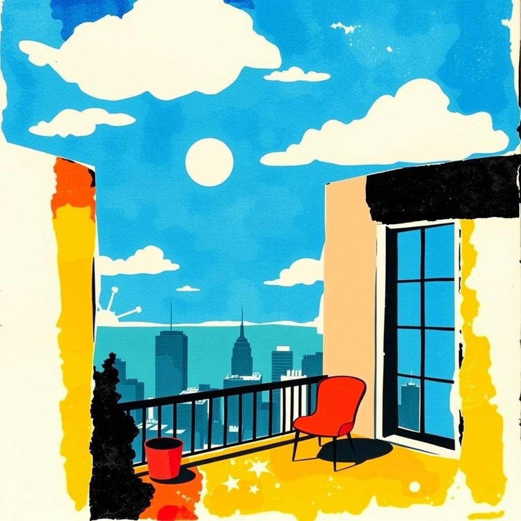 Abstract New York Terrace in Constructivist Style