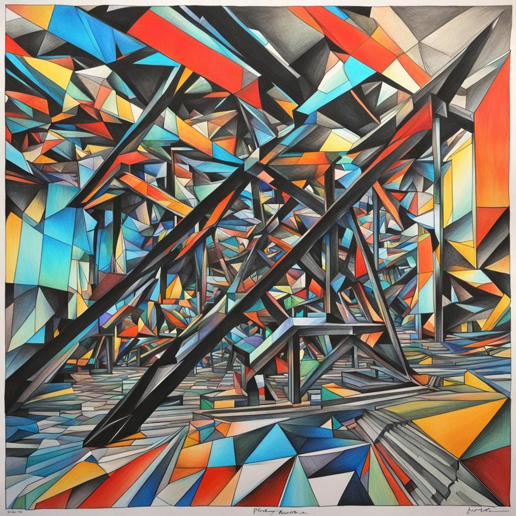 Neurographic Abstract Drawing with Prisma Effect