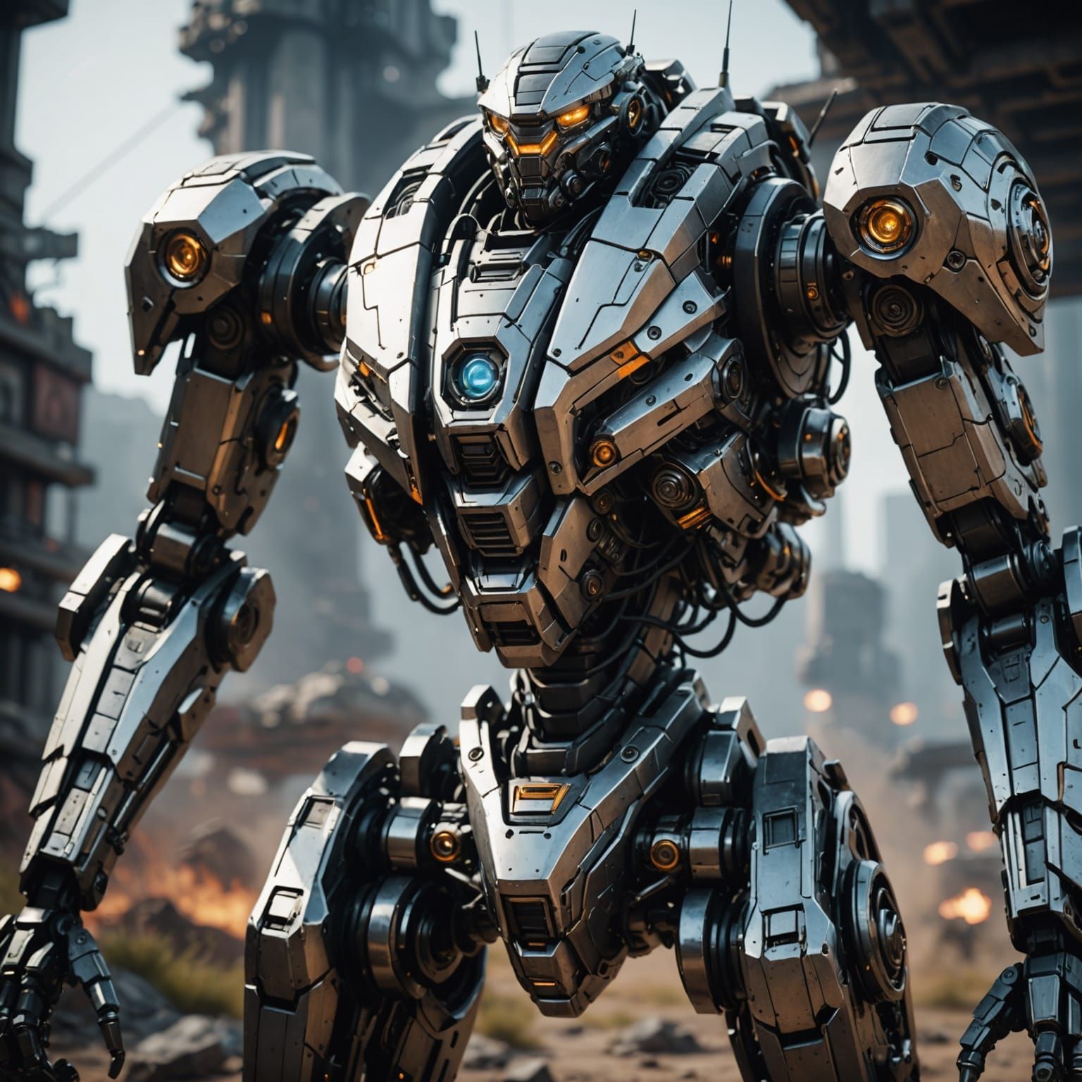 Futuristic Sci-Fi Mech Scene in Cinematic Style