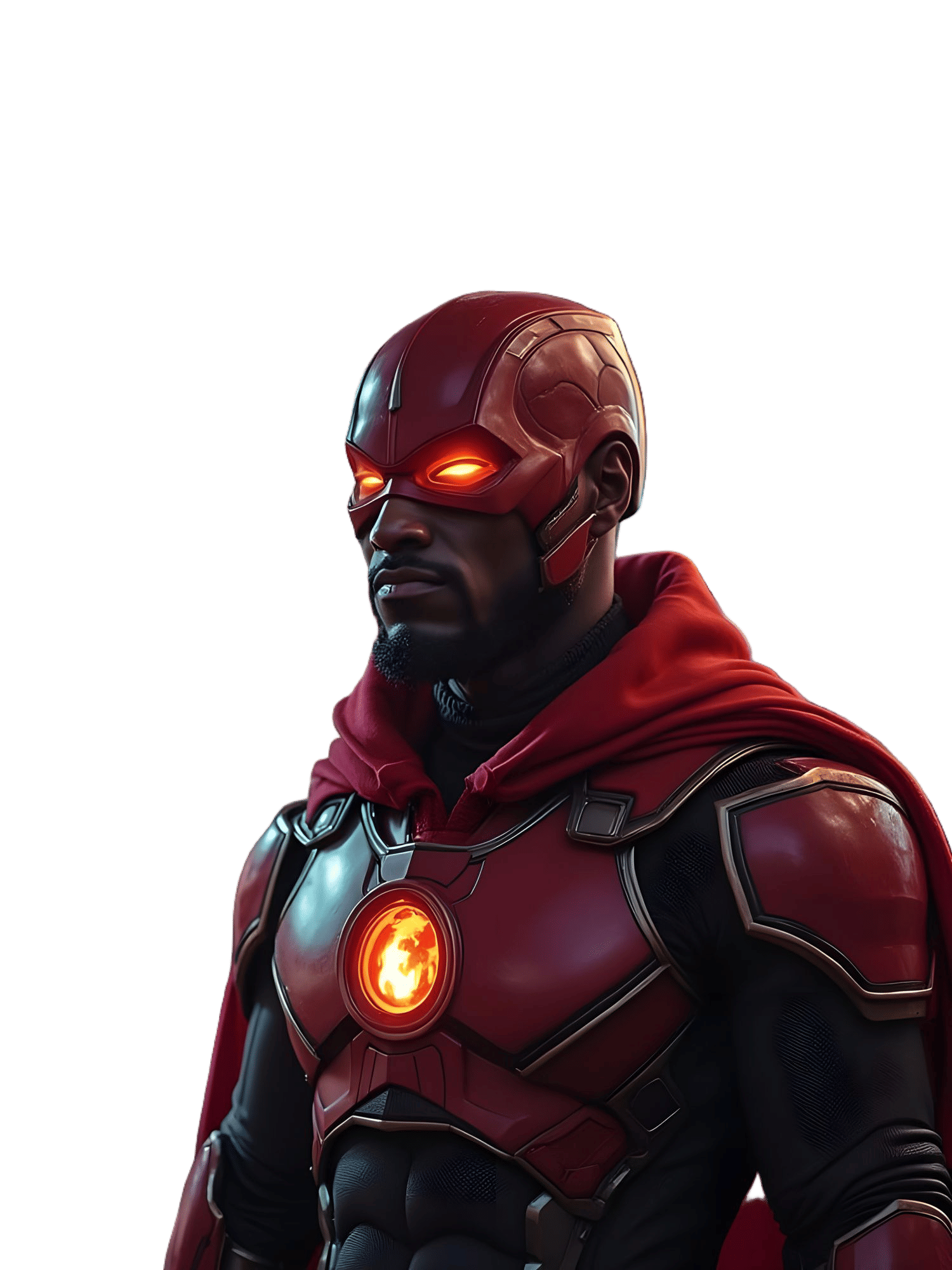 Hyperrealistic Fireball Superhero with Red Helmet