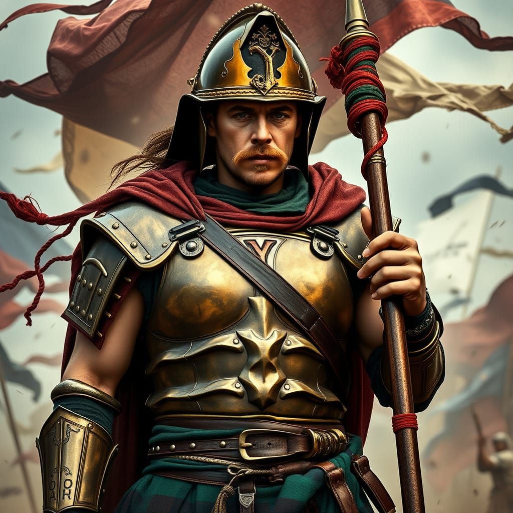 Warrior of Unyielding Loyalty in Ancient Roman Scottish Armo...
