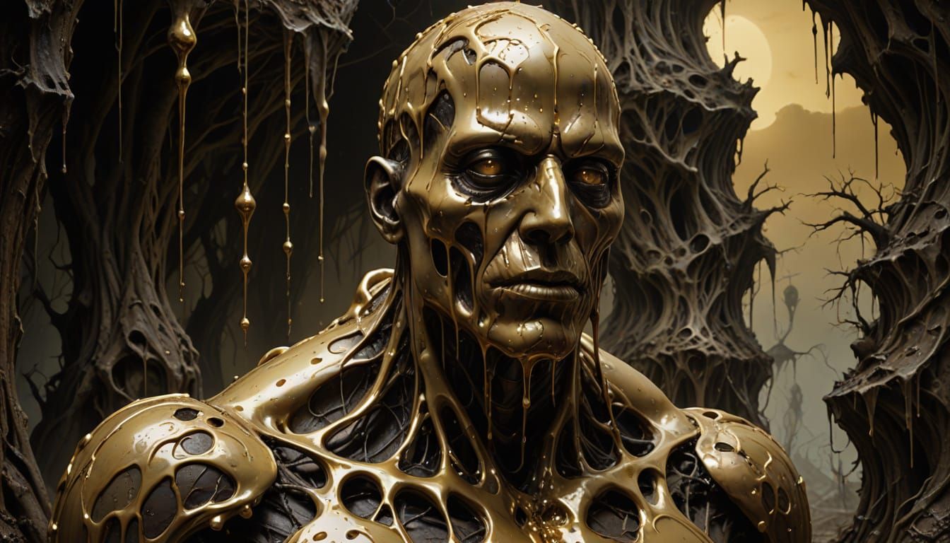 Melting Wax Golem in Surreal Digital Art