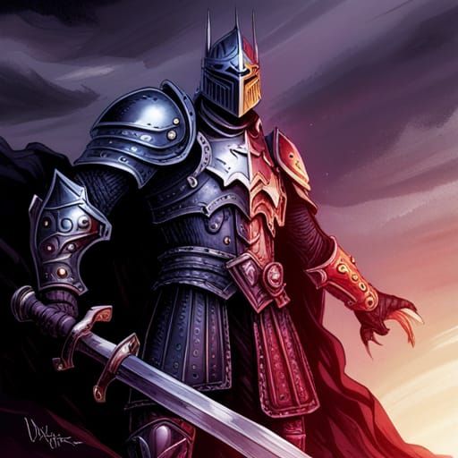 Grimdark Knight in Heavily Detailed Armor
