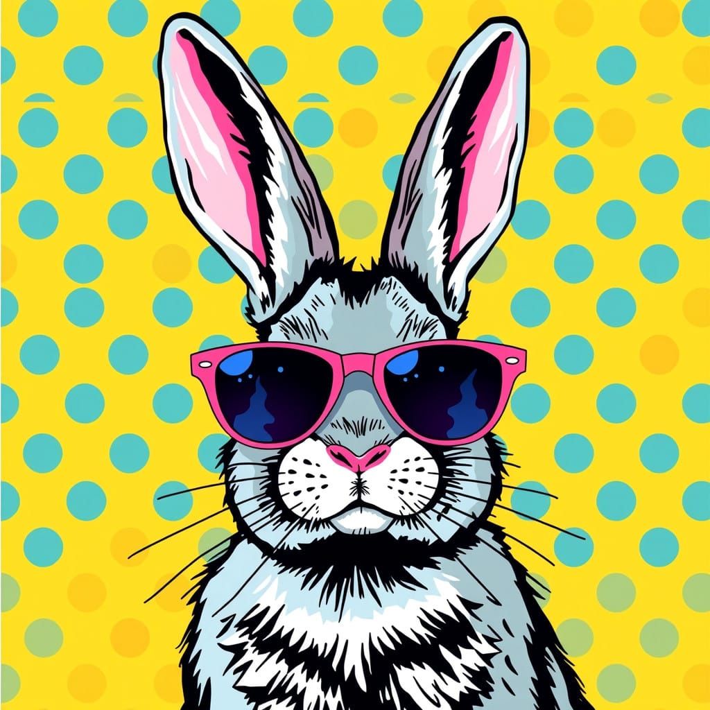Bunny Pop Art Portrait in Bold Colors