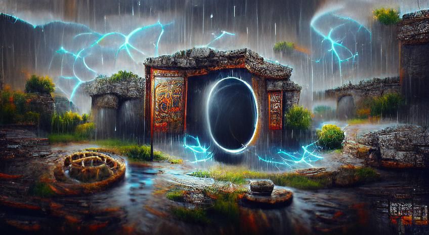 Ancient Energy Portal in Thundercloud: Digital Painting