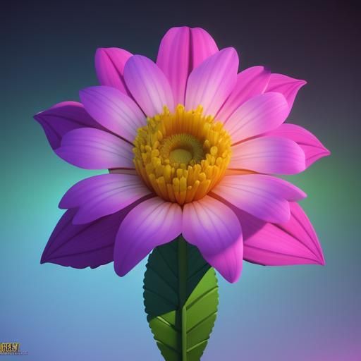 Full Flower Blossom: Pixar-Style 3D Digital Art