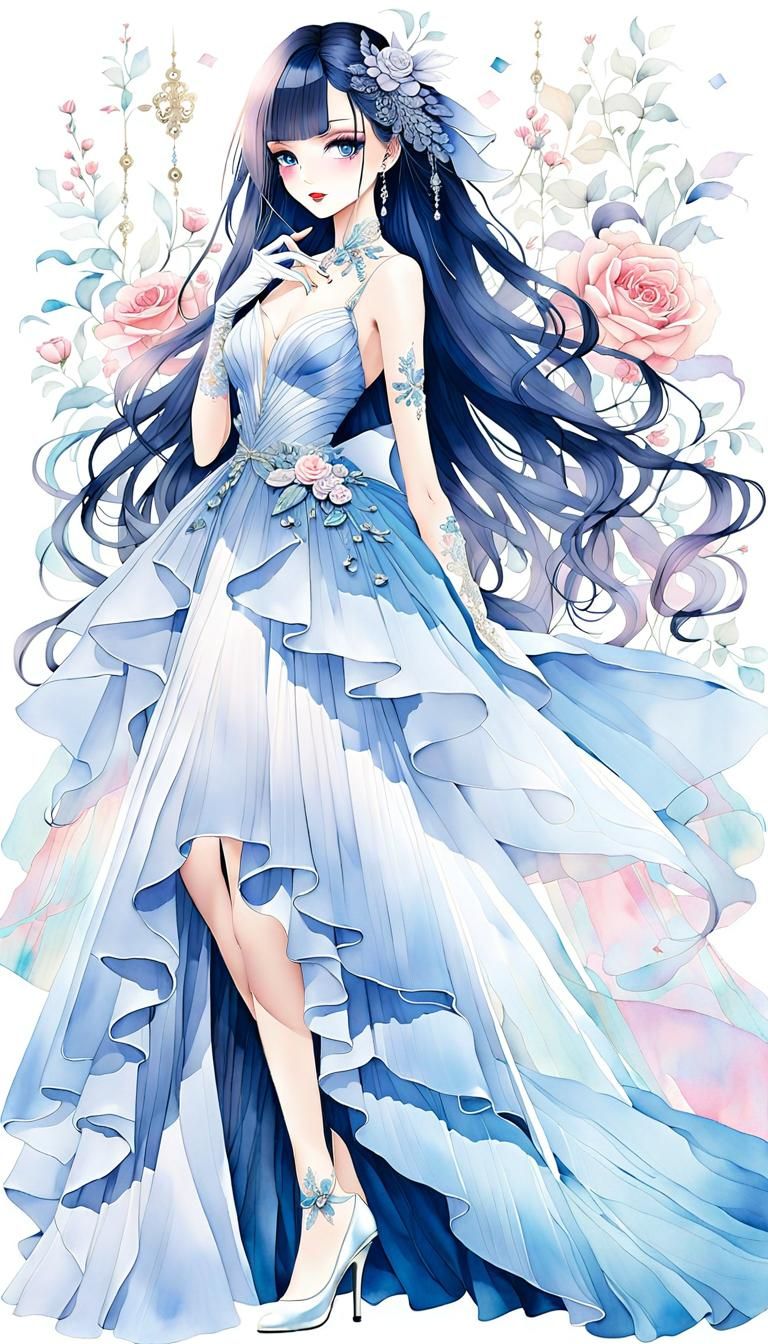 Manga Style Woman Plays Cello in Concert Hall