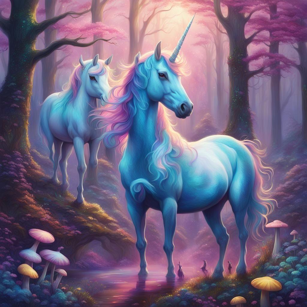 Unicorn, Fairy, and Pegasus in Whimsical Forest