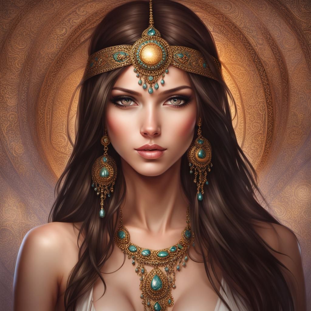 beautiful brunette, harem girl