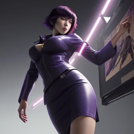 Motoko Kusanagi as Librarian in Splash Art Style
