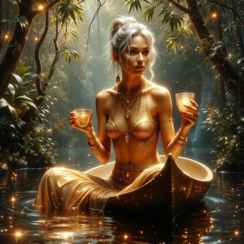 Glowing Jungle Shaman in Airbrushed Oil Painting