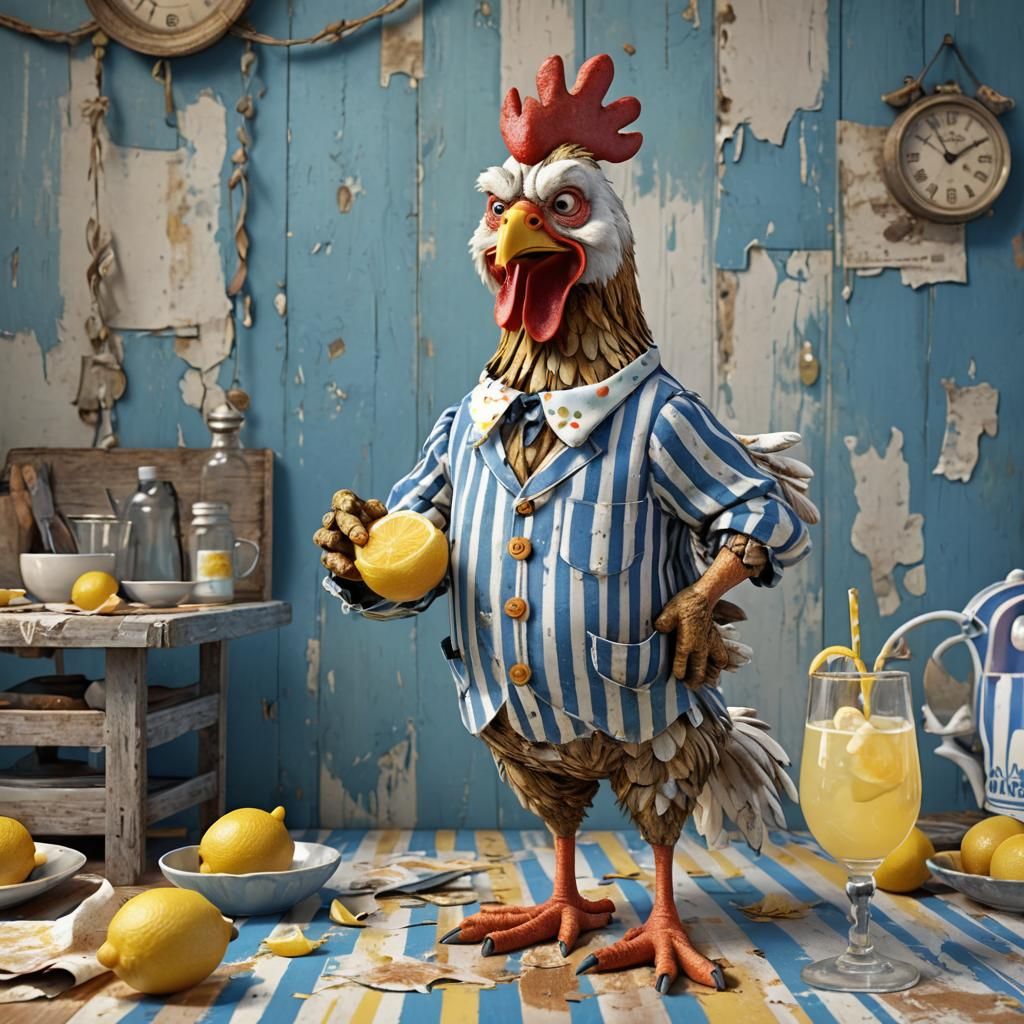 Grumpy Chicken in Pajamas: Humorous 3D Render