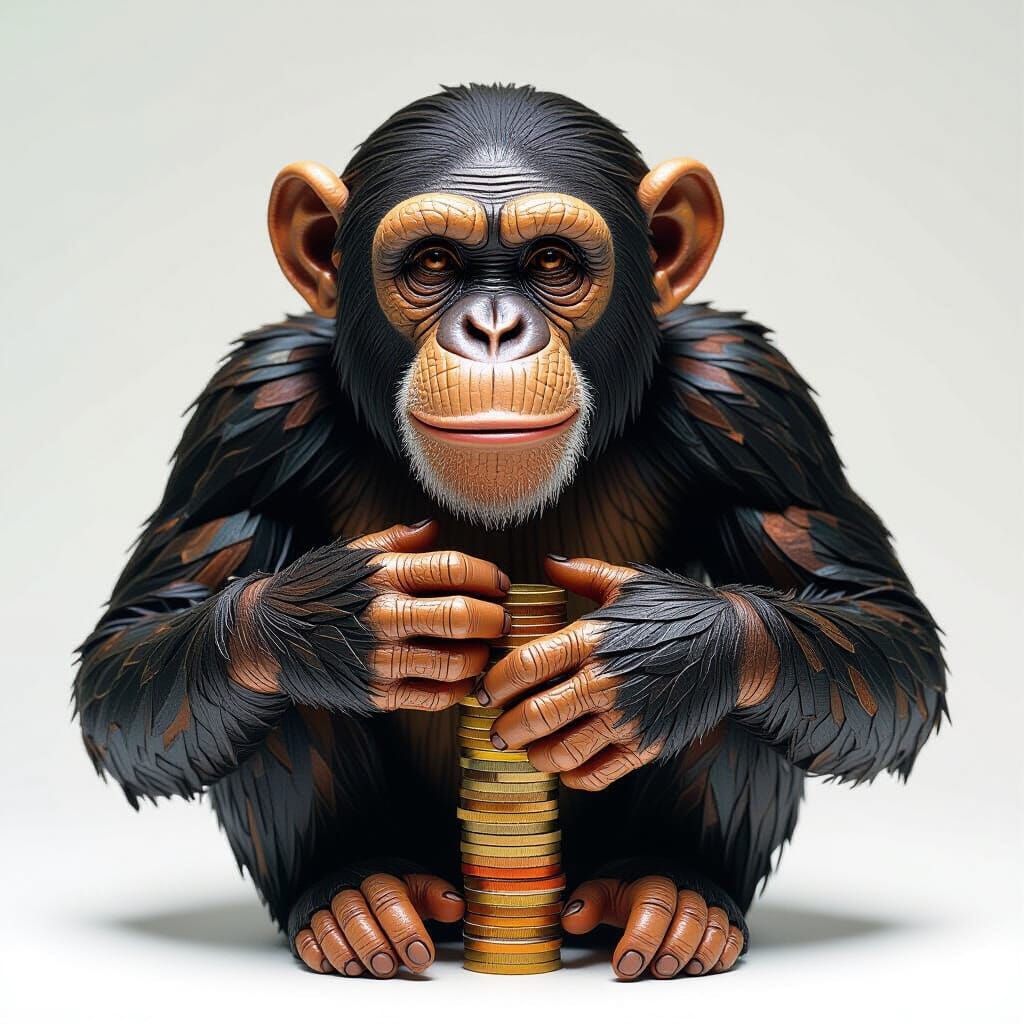 Chimpanzee Coin Sculpture in Realistic Style