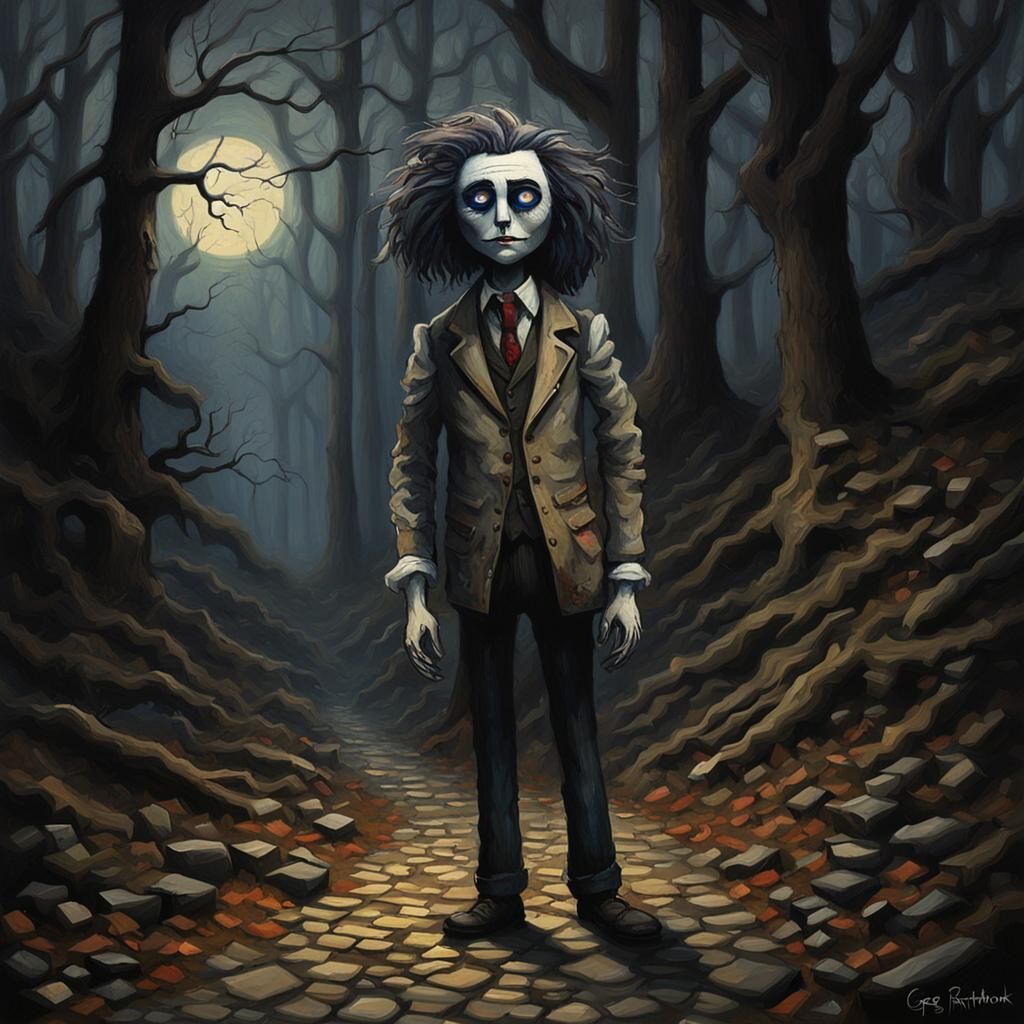 Ragdoll in Shadowy Woods, Expressionistic Style