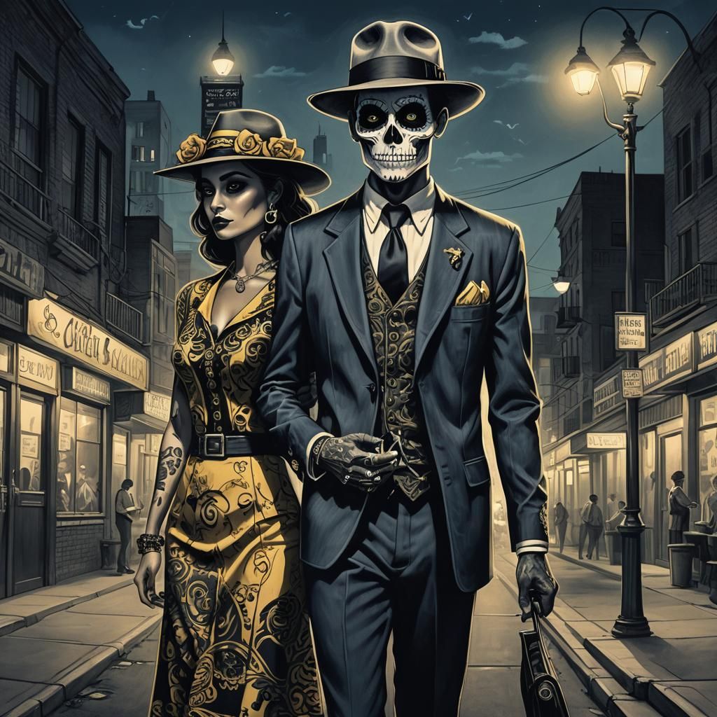 Noir Zoot Suiter and Tattooed Woman