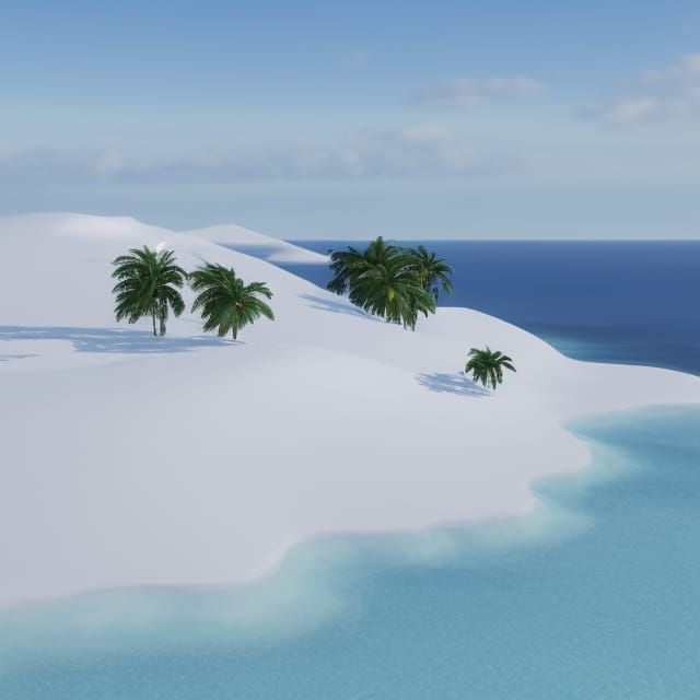Frosty Tropical Island in Realistic 3D Style