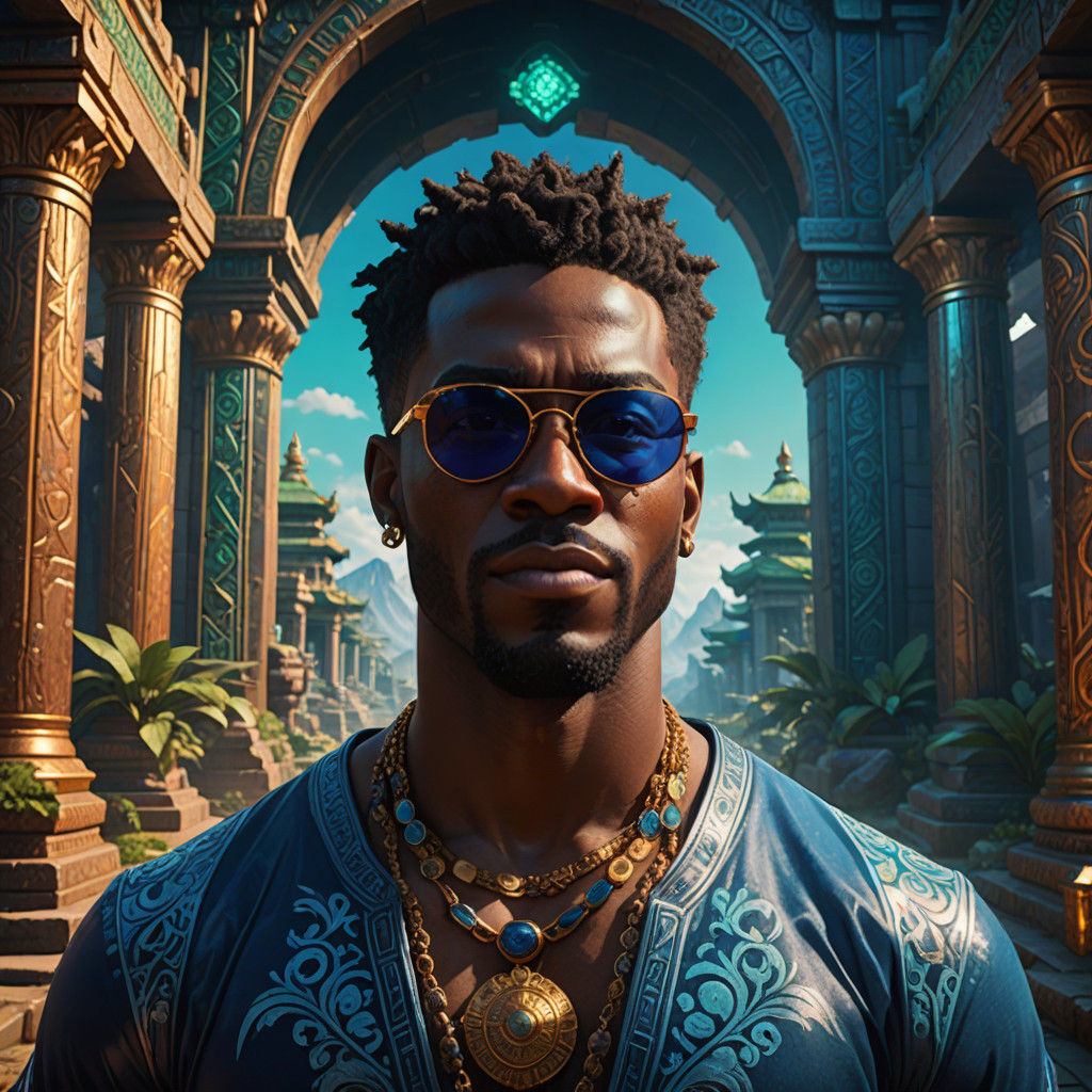 Vibrant Fantasy Temple Scene in Hyper-Realistic Digital Art