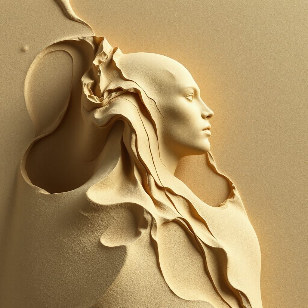 Distorted Sand Formations in Bold, Fluid Lines