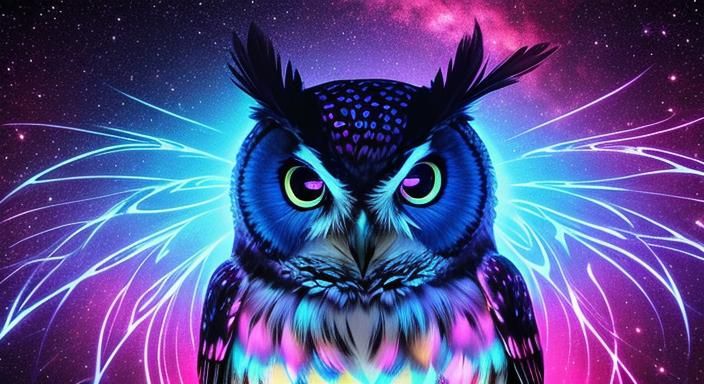 Holographic Owl Illustration